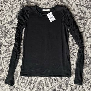 Free People Tops | Free People Natasha Ruched Tee | Color: BLACK | Size: S | NWT